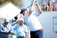 Trey Mullinax hits a tee shot on the first hole during the third round of the Texas Children's Houston Open - Source: Imagn
